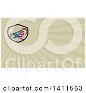 Clipart Of A Towing J Hook And American Flag And Rays Background Or Business Card Design Royalty Free Illustration