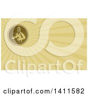 Retro Coin With A Kendo Kendoka Swordsman With Bamboo Sword Or Shinai And Rays Background Or Business Card Design