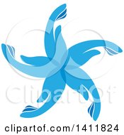 Clipart Of A Circle Flower Or Windmill Of Blue Human Hands Royalty Free Vector Illustration