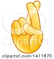 Clipart Of A Hand Emoji With Crossed Fingers Royalty Free Vector Illustration