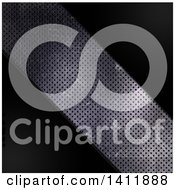 Clipart Of A Background With A Diagonal Strip Of Perforated Metal Royalty Free Illustration