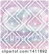 Clipart Of A White Floral Pattern Of Diamonds Over Watercolor Royalty Free Vector Illustration