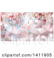 Poster, Art Print Of Background Of 3d Pink Cherry Blossoms