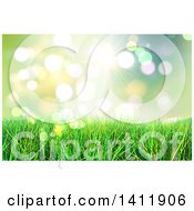 Poster, Art Print Of Background Of 3d Grass Against Bokeh Flares