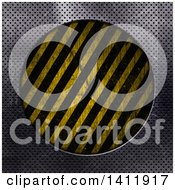Poster, Art Print Of Frame Of Perforated Metal Around A Circle Of Hazard Stripes