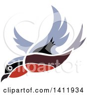 Clipart Of A Flying Robin Bird Royalty Free Vector Illustration