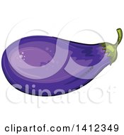 Clipart Of A Purple Eggplant Royalty Free Vector Illustration by merlinul
