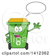 Cartoon Green Recycle Bin Character Waving And Talking