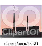 Smoke Rising From An Oil Refinery Clipart Illustration
