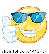 Poster, Art Print Of Cartoon Emoji Smiley Face Wearing Sunglasses And Giving A Thumb Up