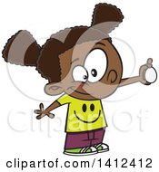 Clipart Of A Cartoon African American School Girl Performing An Egg Drop Experiment Royalty Free Vector Illustration
