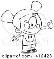 Poster, Art Print Of Cartoon Black And White Lineart African American School Girl Performing An Egg Drop Experiment