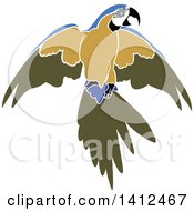 Clipart Of A Blue Yellow And Green Parrot Royalty Free Vector Illustration