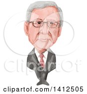 Poster, Art Print Of Watercolor Caricature Of Jean-Claude Juncker A Luxembourgish Politician And President Of The European Commission