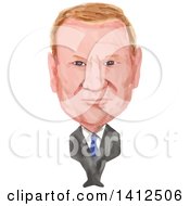 Poster, Art Print Of Watercolor Caricature Of Donald Franciszek Tusk Polish Politician And The President Of The European Council
