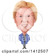 Clipart Of A Watercolor Caricature Of Elizabeth Ann Warren American Senator Of The Democratic Party Royalty Free Vector Illustration