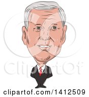 Clipart Of A Sketched Caricature Of Michael Richard Mike Pence American Politician And 50th Governor Of Indiana Royalty Free Vector Illustration