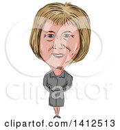 Poster, Art Print Of Sketched Caricature Of Theresa Mary May Prime Minister Of The United Kingdom And Leader Of The Conservative Party