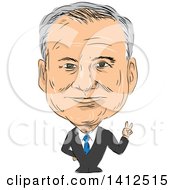 Poster, Art Print Of Sketched Caricature Of Timothy Michael Tim Kaine American Attorney Politician Senator And United States Democrat Vice President Candidate