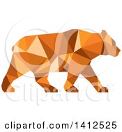 Poster, Art Print Of Low Polygon Style American Black Bear In Orange Tones