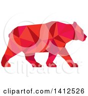 Poster, Art Print Of Low Polygon Style American Black Bear In Red Tones