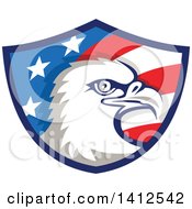 Poster, Art Print Of Retro Bald Eagle Head In An American Themed Shield
