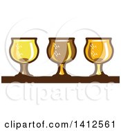 Poster, Art Print Of Retro Row Of Light Dark And Ale Beer Glasses