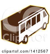 Poster, Art Print Of High Angle View Of A Retro Van Outlined In Yellow