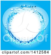 Poster, Art Print Of Round Frame Of Water And Bubbles On Blue