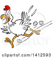 Poster, Art Print Of Cartoon Chicken Running Scared