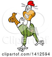 Clipart Of A Cartoon Military Chicken Doing Pushups Royalty Free Vector Illustration