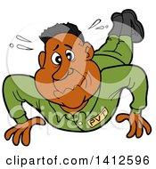 Cartoon Black Male Soldier Sweating And Doing Pushups