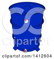 Clipart Of A Cartoon Blue Drum Bbq Smoker Royalty Free Vector Illustration