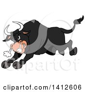 Clipart Of A Cartoon Angry Black Bull Charging Royalty Free Vector Illustration by LaffToon