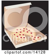 Delivery Pepperoni Pizza Pie In A Box Food Clipart Illustration by Rasmussen Images