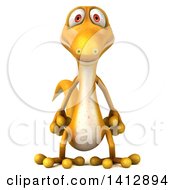 3d Yellow Gecko Lizard On A White Background
