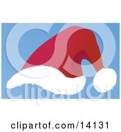 Red Velvet Santa Hat With White Cotton Trim Christmas Clipart Illustration