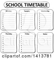 Poster, Art Print Of Black And White School Time Table