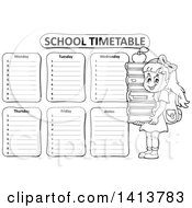 Poster, Art Print Of Black And White School Time Table With A School Girl