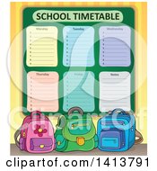 Poster, Art Print Of School Time Table And Backpacks