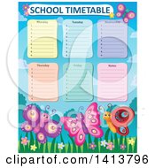 Clipart Of A School Time Table And Butterflies Royalty Free Vector Illustration