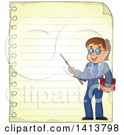 Poster, Art Print Of Sheed Of Ruled School Paper With A Male Teacher