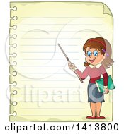 Poster, Art Print Of Sheed Of Ruled School Paper With A Female Teacher