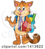 Poster, Art Print Of Cat Student Waving