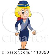 Poster, Art Print Of Happy Caucasian Female Flight Attendant