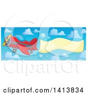 Poster, Art Print Of Red Airplane With A Trailing Banner