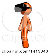 Clipart Of An Orange Man Wearing A Headset And Walking Royalty Free Illustration