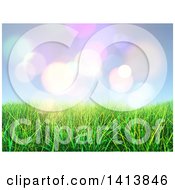 Poster, Art Print Of Background Of 3d Grass Against Sky And Flares