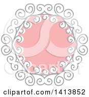 Clipart Of A Retro Pink And Gray Frame Design Element Royalty Free Vector Illustration