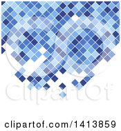 Poster, Art Print Of Background Of Blue Mosaic Pixels Or Tiles On White